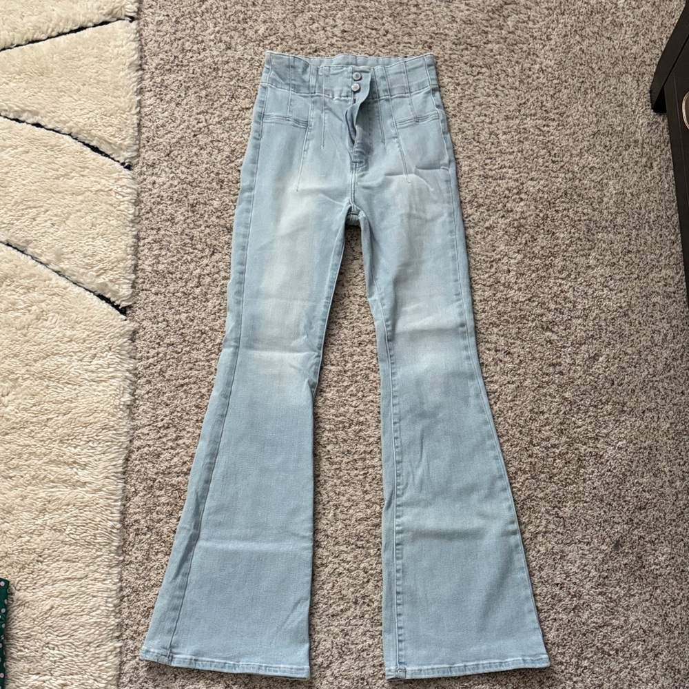 Free People Sky Blue Flare Jeans